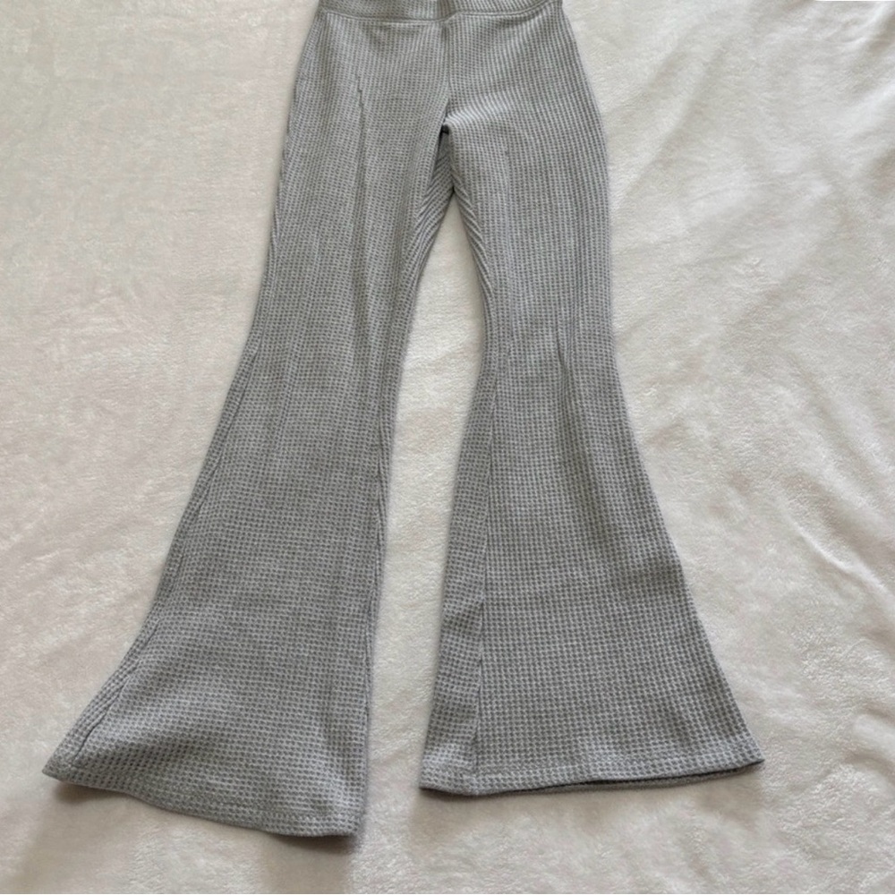 aerie Gray Knit Flare Pants